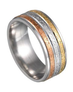 **COI Titanium Rose Gold Tone Silver Sandblasted Ring-7305AA
