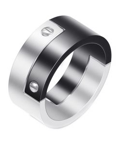 **COI Titanium Black Silver Ring-7400