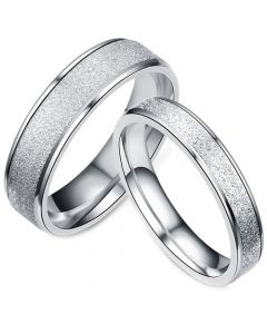 **COI Titanium Rose/Silver Sandblasted Wedding Couple Ring-7403