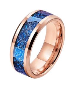 **COI Rose Titanium Blue Dragon Beveled Edges Ring With Carbon Fiber-7431