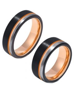 COI Tungsten Carbide Black Rose Offset Groove Ring - TG3356