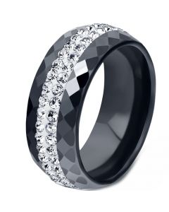 **COI Black/White Ceramic Ring With Cubic Zirconia-7495