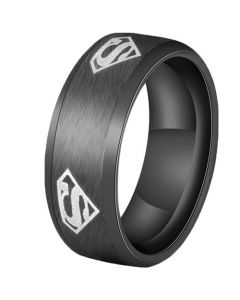 **COI Tungsten Carbide Black/Gold Tone/Silver Super Man Beveled Edges Ring-7590