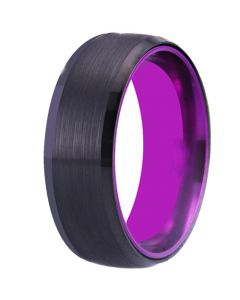 **COI Tungsten Carbide Black Purple Beveled Edges Ring-7650