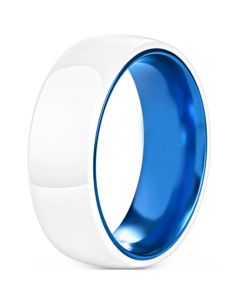 **COI Tungsten Carbide Blue White Ceramic Dome Court Ring-7653