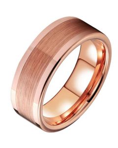 **COI Rose Tungsten Carbide Polished Matt Pipe Cut Flat Ring-7829