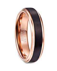 **COI Tungsten Carbide 4mm Black Rose Step Edges Ring-7969AA