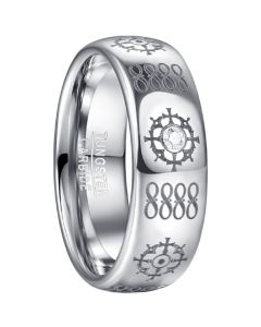 **COI Tungsten Carbide Laser Graphic Pattern Ring With Cubic Zirconia-8095AA