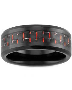 COI Black Tungsten Carbide Ring With Carbon Fiber - TG3693