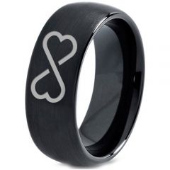 *COI Black Tungsten Carbide Infinity Heart Dome Court Ring-830