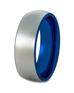COI Tungsten Carbide Blue Silver Dome Court Ring - TG4355