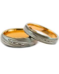 COI Tungsten Carbide Gold Tone Silver Damascus Ring-TG999