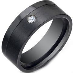 COI Black Titanium Ring With Created Emerald - JT2546(Size US5)