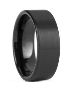 *COI Black Tungsten Carbide Polished Shiny Pipe Cut Flat Ring - TG124