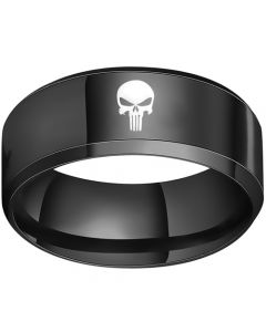 COI Tungsten Carbide Black/Silver Marvel Punisher Ring - TG1261