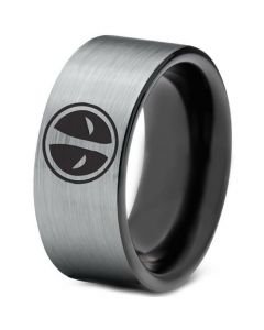 COI Titanium Black Silver DeadPool Pipe Cut Flat Ring - 1437