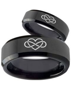 *COI Black Tungsten Carbide Infinity Heart Ring-TG2058