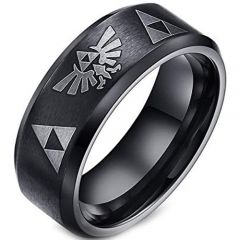 *COI Black Titanium Legend of Zelda Beveled Edges Ring-2061