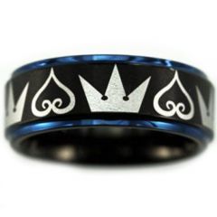COI Tungsten Carbide Black Blue Kingdom & Heart Ring-TG2582