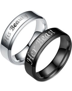 COI Tungsten Carbide Black/Silver Beauty Beast Ring-TG3438