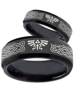 COI Black Tungsten Carbide Legend of Zelda Celtic Ring - TG3561B