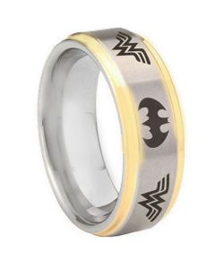 **COI Tungsten Carbide Batman & Wonder Woman Ring - TG4359