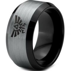 COI Titanium Black Silver Legend of Zelda Beveled Edge Ring-3821