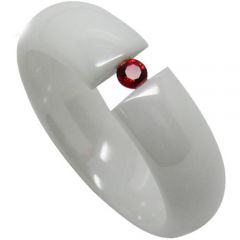 COI White Ceramic Solitaire Ring With Created Ruby-TG3945