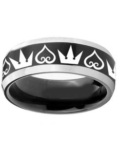 COI Tungsten Carbide Black Silver Kingdom & Heart Ring-TG3962