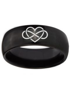 *COI Black Tungsten Carbide Infinity Heart Dome Court Ring-TG4336
