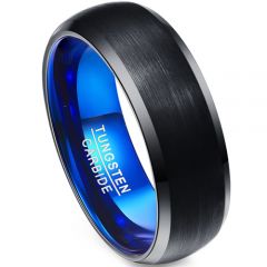 COI Tungsten Carbide Black Blue Beveled Edges Ring - TG4591
