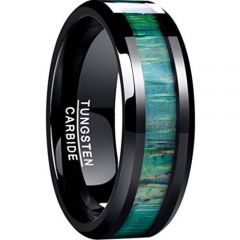 COI Black Tungsten Carbide Green Wood Ring-TG4632