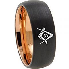 **COI Tungsten Carbide Black Rose Masonic Ring - TG4673AA