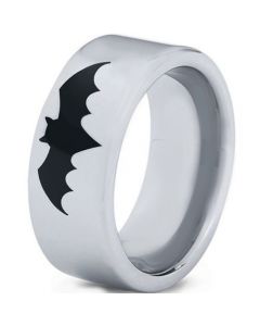 COI Tungsten Carbide Bat Man Pipe Cut Flat Ring-TG5000