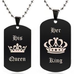 COI Black Tungsten Carbide King Queen Crown Pendant-TG5065
