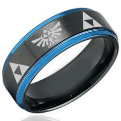 COI Tungsten Carbide Black Blue Legend of Zelda Ring-TG5103