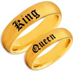 *COI Gold Tone Tungsten Carbide King Queen Ring-TG5110