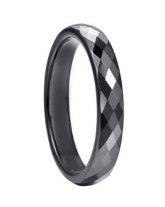 COI Black Tungsten Carbide Faceted 6mm/8mm Ring-TG2281
