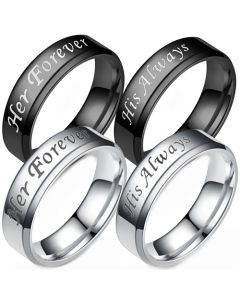 COI Tungsten Carbide Black/Silver Forever Always Ring-TG744