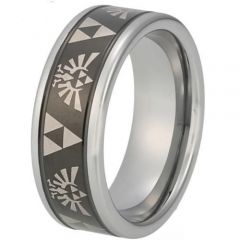 COI Tungsten Carbide Black Silver Legend of Zelda Ring-TG848