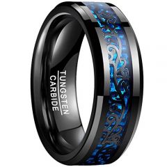 COI Black Tungsten Carbide Ring With Carbon Fiber - TG878BB