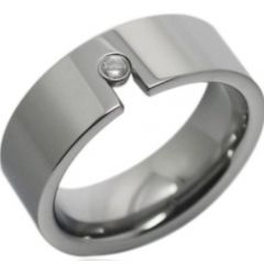 COI Titanium Pipe Cut Ring With Cubic Zirconia - JT2312AA