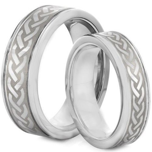 *COI Tungsten Carbide Celtic Couple Step Edges Ring - TG2127
