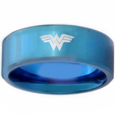 COI Blue Tungsten Carbide Wonder Woman Ring-TG3175B