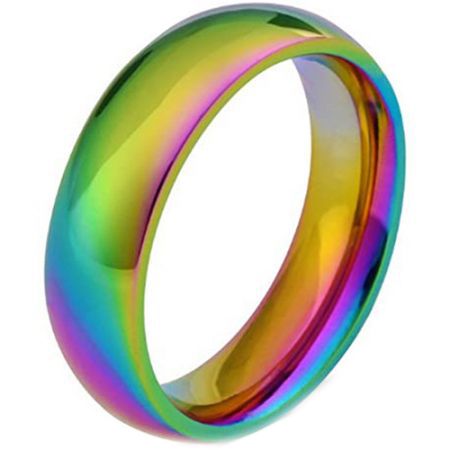 *COI Tungsten Carbide Rainbow Pride Dome Court Ring-TG4194