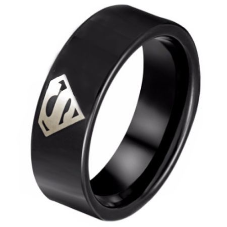 *COI Black Tungsten Carbide Superman Ring - TG798AA