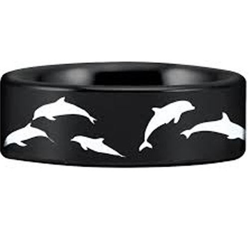 COI Black Titanium Dolphin Pipe Cut Flat Ring - JT3766