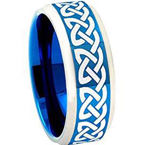 COI Tungsten Carbide Blue Silver Celtic Ring - TG4059BB