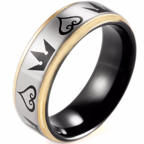 COI Tungsten Carbide Black Rose Kingdom & Hearts Ring - TG4352