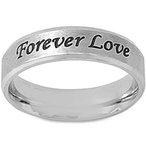 COI Tungsten Carbide Forever Love Beveled Edges Ring-5419